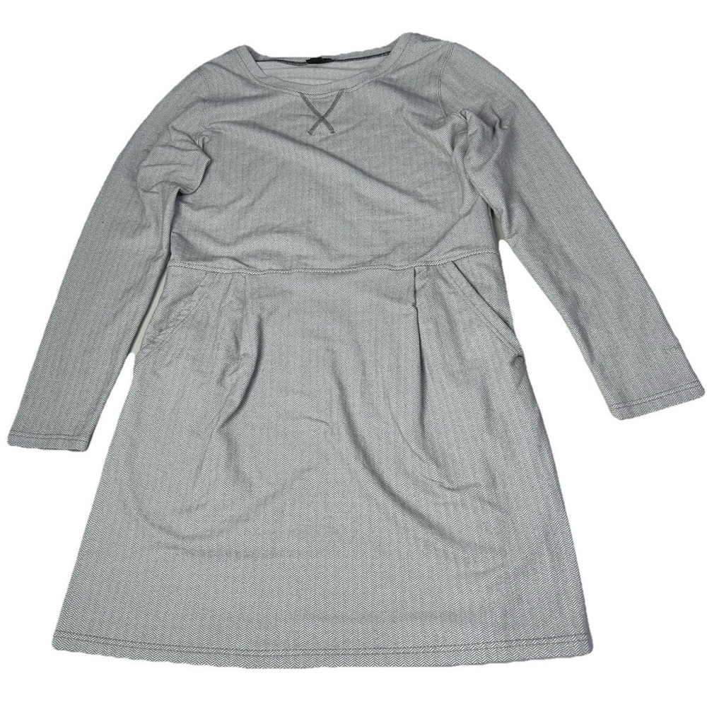 Patagonia Dress Women Large Herringbone Gray Cotton Outdoor Pockets Cozy 3hMisc